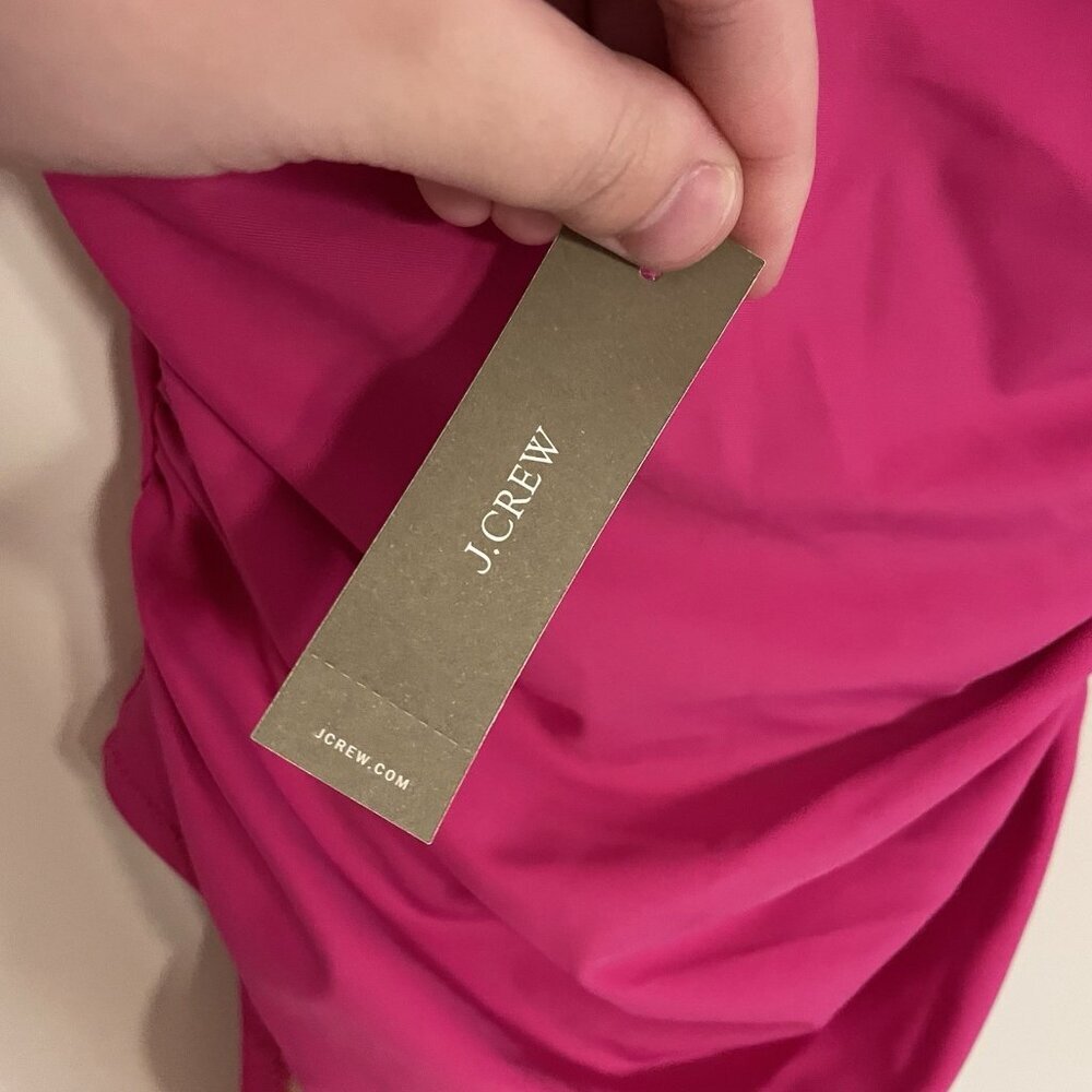 J.Crew Women 4 Radiant Fuchsia Deep V-Neck Ruched Ruffle One-Piece Swimsuit NWT - Picture 10 of 13